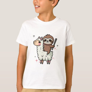 Camiseta Bebê Preguiça e Lhama Fofos 