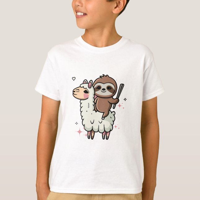 Camiseta Bebê Preguiça e Lhama Fofos  (Frente)
