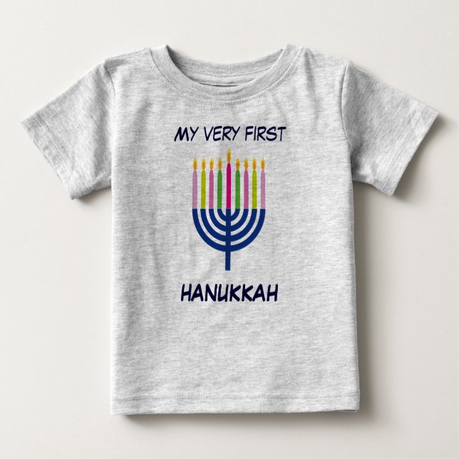 Camiseta Bebê primeiro corpo de Hanukkah (Frente)
