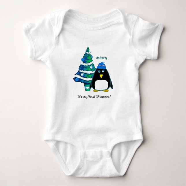 Camiseta Bebê Primeiro Natal Bebê Bebê Bebê Fatos (Frente)