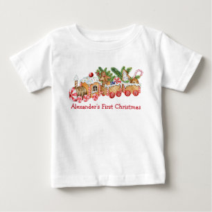 Camiseta Bebê Primeiro Natal Gingerpão Comboio Red Candy