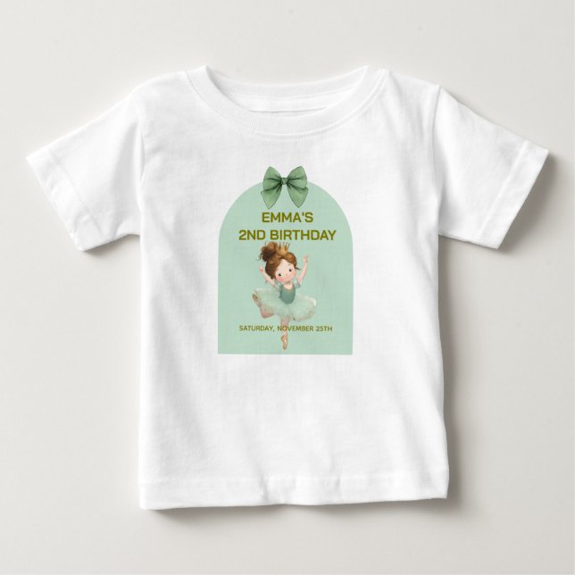 Camiseta bebê Princesinha Verde Menta Bola (Frente)