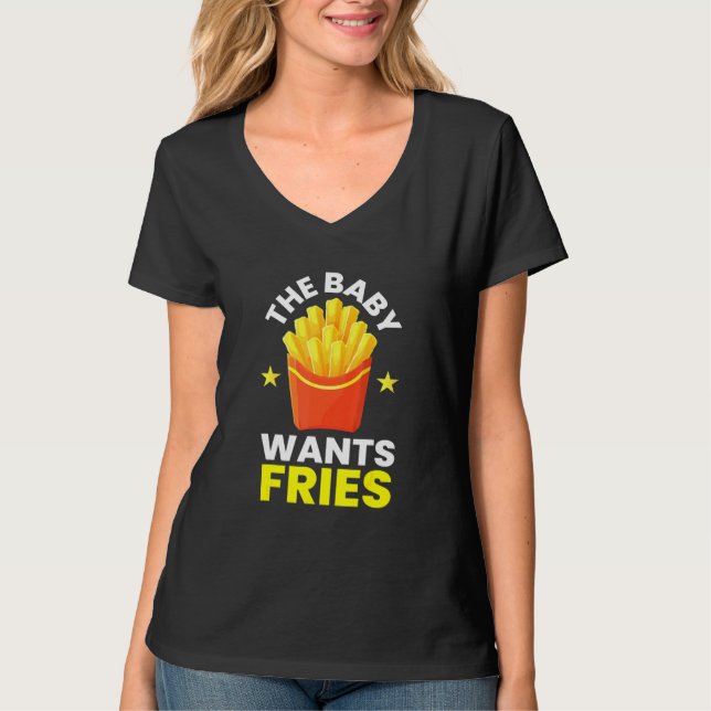 Camiseta Bebê quer fadas I Fritas francesas Fritas Comidas  (Frente)