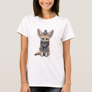 Camiseta Bebê Raposa Fennec Fofo com Cachecol e Touca de In