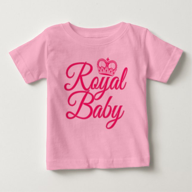 Camiseta Bebê Real de Rosa com Coroa (Frente)
