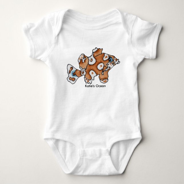 Camiseta Bebê recém-nascido personalizado peixes dos (Frente)