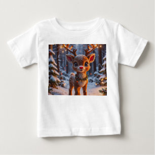 Camiseta Bebê Reindeer Na Floresta De Neve