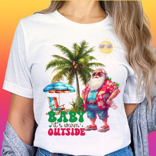 Camiseta Bebê retrô Está quente fora do Natal tropical