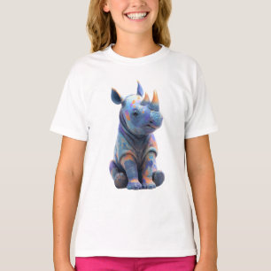 Camiseta Bebê Rinoceronte Pintado Colorido Infantil