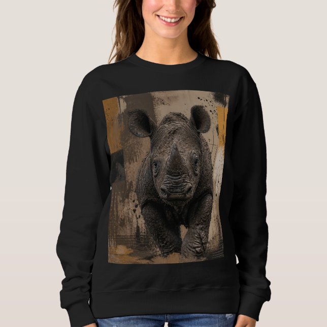 Camiseta Bebê Rinoceronte Preto (Frente)