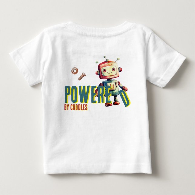 Camiseta Bebê robô de primeiro aniversário (Verso)