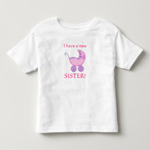 Camiseta Bebê rosa Buggy "Eu tenho uma nova irmã" Toddler