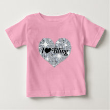 Bebê rosa Faux diamond Heart 'I Love Bling' design