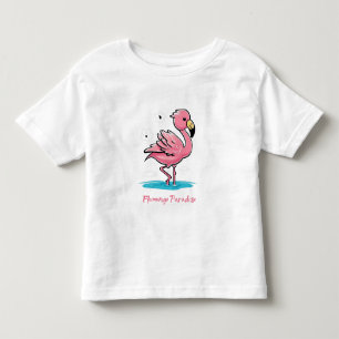 Camiseta Bebê rosa Flamingo na Água