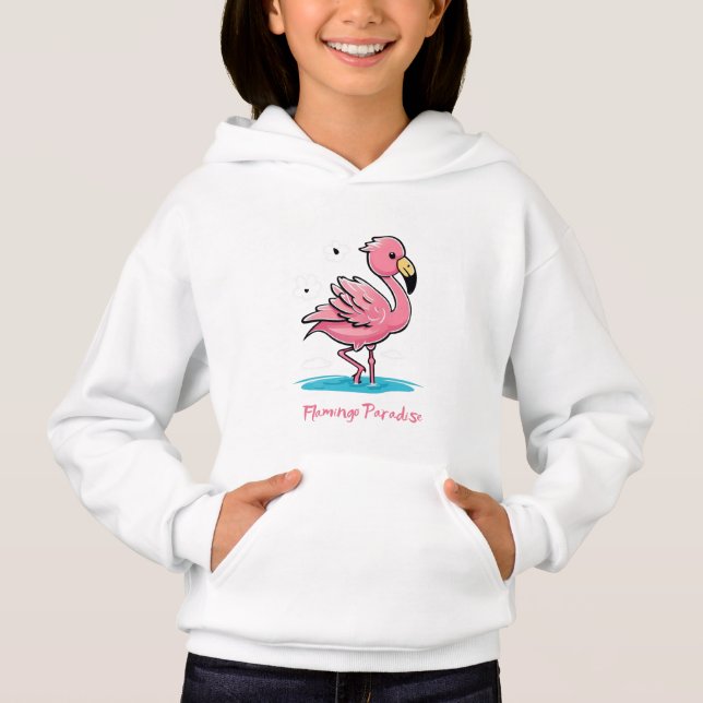 Camiseta Bebê rosa Flamingo na Água (Frente)