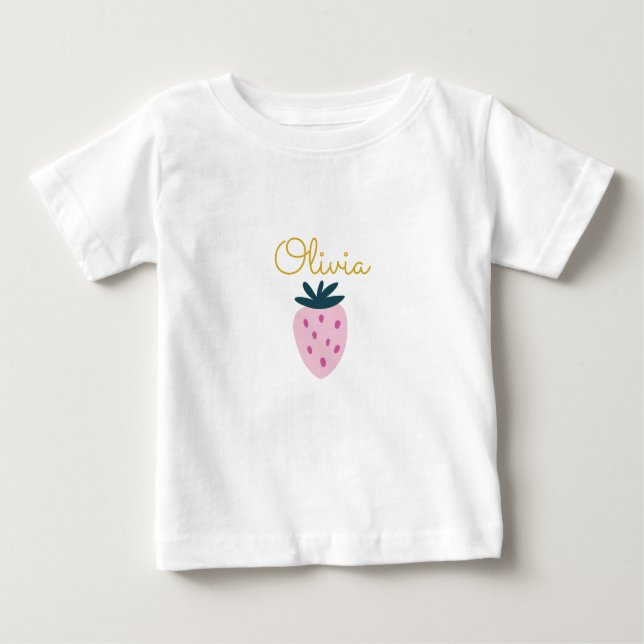 Camiseta Bebê rosa morango (Frente)