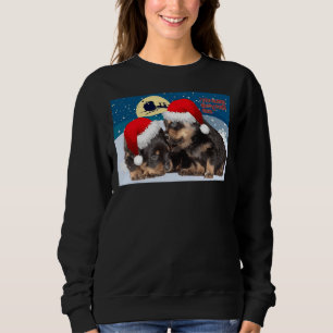 Camiseta Bebê Rottweiler Natal Com Chapéus Vermelhos E Leig