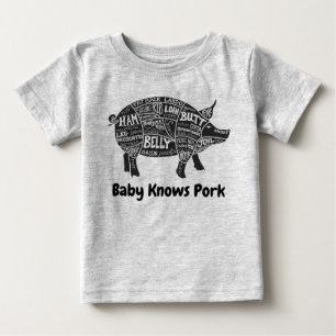 Camiseta Bebê sabe porco 🐖 peças de porco
