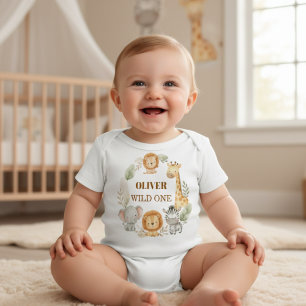 Camiseta Bebê Safari de 1º Aniversário Menino