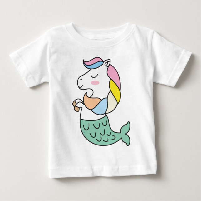 Camiseta Bebê sereia unicórnio  (Frente)
