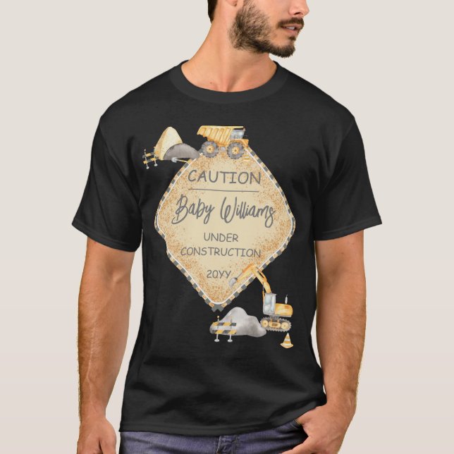 Camiseta Bebê sob construção - Chá de fraldas de Truck Boy (Frente)