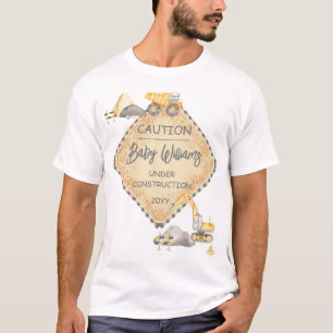 Camiseta Bebê sob construção - Chá de fraldas de Truck Boy