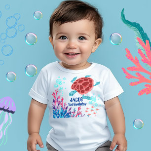 Camiseta Bebê sob o nome personalizado do mar Aquarela