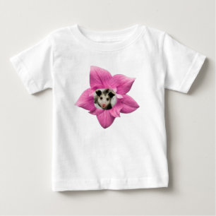Camiseta Bebê Sorrindo O gambá Sorrindo Floral