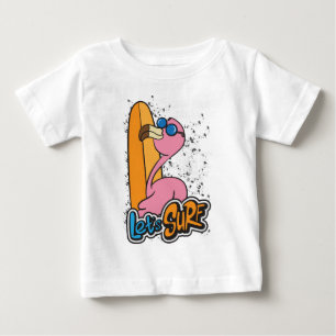 Camiseta Bebê surfista de flamingo