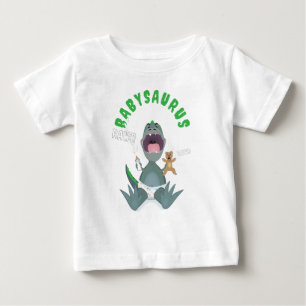 Camiseta Bebê T-rex Babysaurus Verde