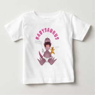 Camiseta Bebê T-rex Rosa