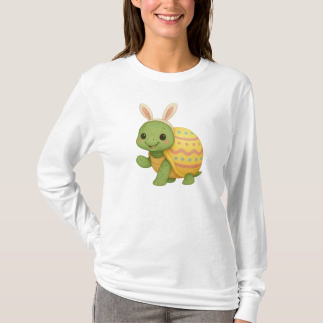 Camiseta Bebê Tartaruga fofa de Páscoa/Primavera (Frente)