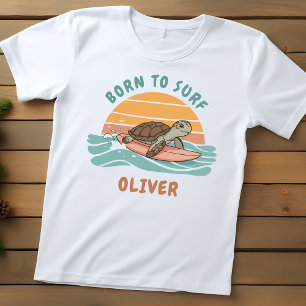 Camiseta Bebê Tartaruga Marinha Vibrações de Surf Retrô - N