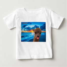 Camiseta bebê tee alpaca na praia, obrigado