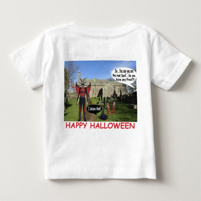 Camiseta bebê tee feliz cabra diabo de halloween (Verso)