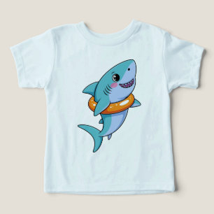 Camiseta Bebê Tubarão Fofo Com Flutuador  