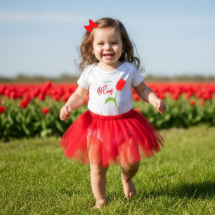 Camiseta bebê tulipa vermelha
