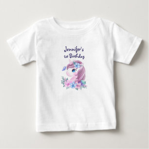 Camiseta Bebê-Unicórnio Bonito com Olhos Grandes Bebê de