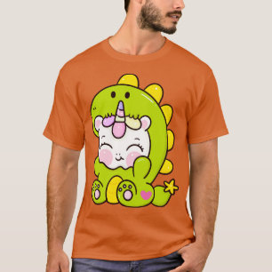 Camiseta Bebê Unicórnio Fofo Em Fantasia De Dinossauro Cria