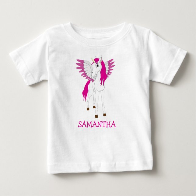 Camiseta Bebê Unicórnio Rosa (Frente)