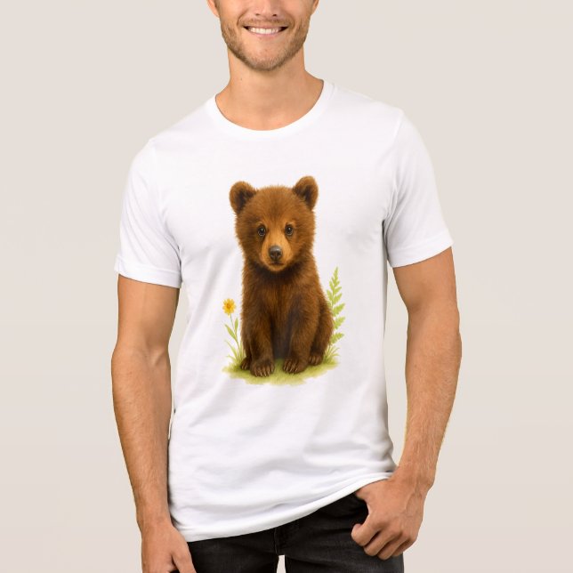Camiseta Bebê Urso Cubo nas Flores Selvagens (Frente)