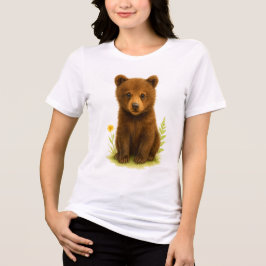 Camiseta Bebê Urso Cubo nas Flores Selvagens