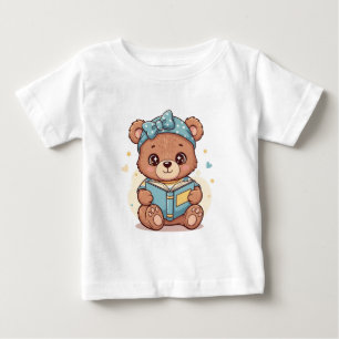 Camiseta Bebê-Urso Lendo Livro