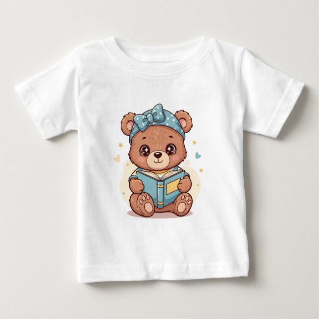 Camiseta Bebê-Urso Lendo Livro (Frente)