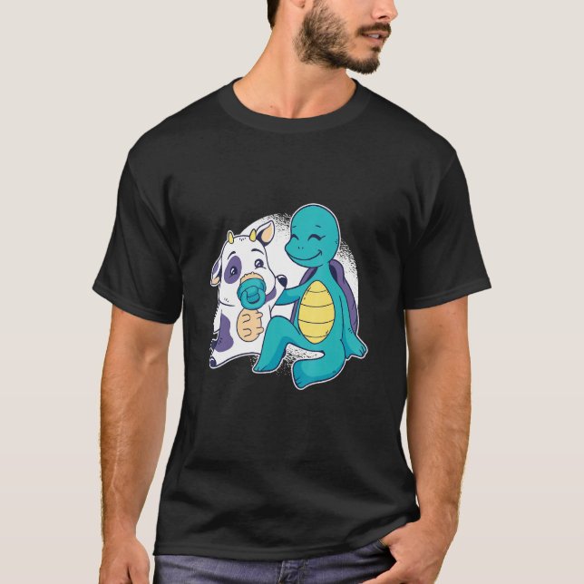 Camiseta Bebê Vaca E Tartaruga (Frente)