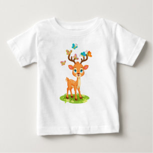 Camiseta Bebê Veado Fofo com Borboletas-47568