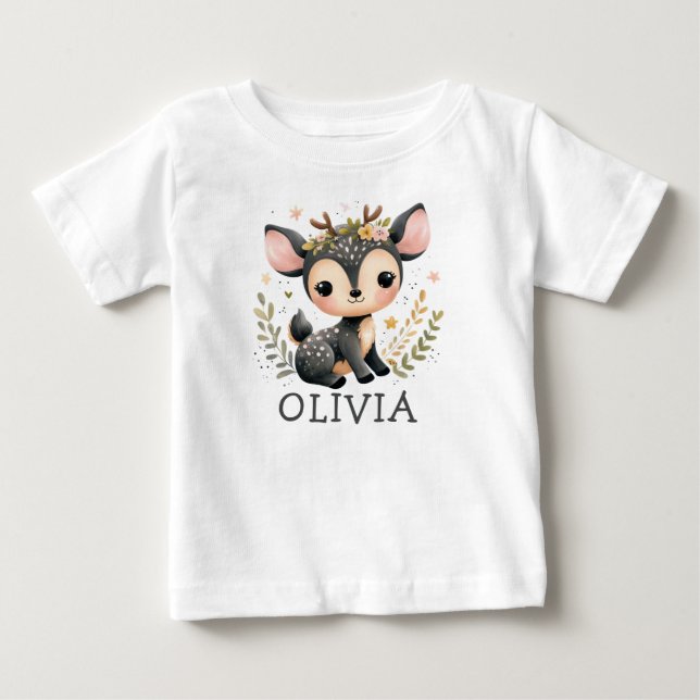 Camiseta Bebê Veado Fofo Personalizado (Frente)