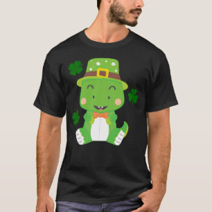 Camiseta Bebê verde dinossauro c Rua dia de Patrick shamr