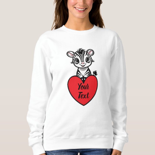 Camiseta Bebê Zebra Coração com Sua Mensagem Personalizada (Frente)