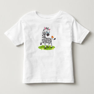 Camiseta Bebê Zebra Desenhando Brincando com Borboleta-2396